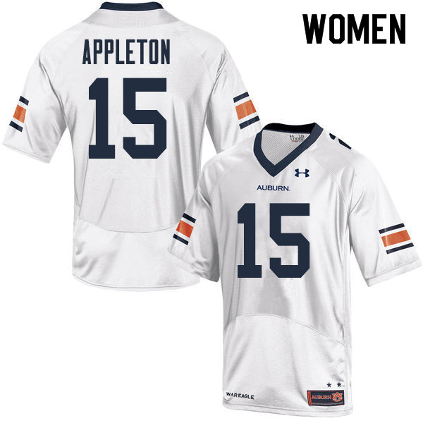 Women Auburn Tigers #15 Wil Appleton College Football Jerseys Sale-White